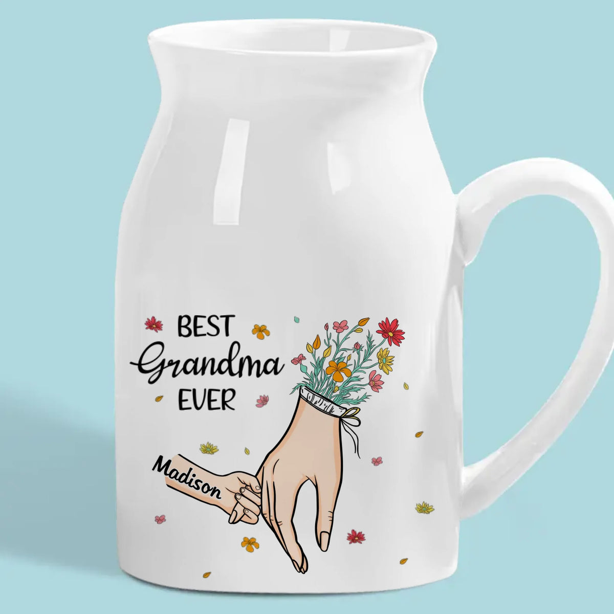 La meilleure grand-mère de tous les temps - Vase à fleurs personnalisé pour la décoration intérieure familiale - Cadeau de pendaison de crémaillère pour maman et grand-mère