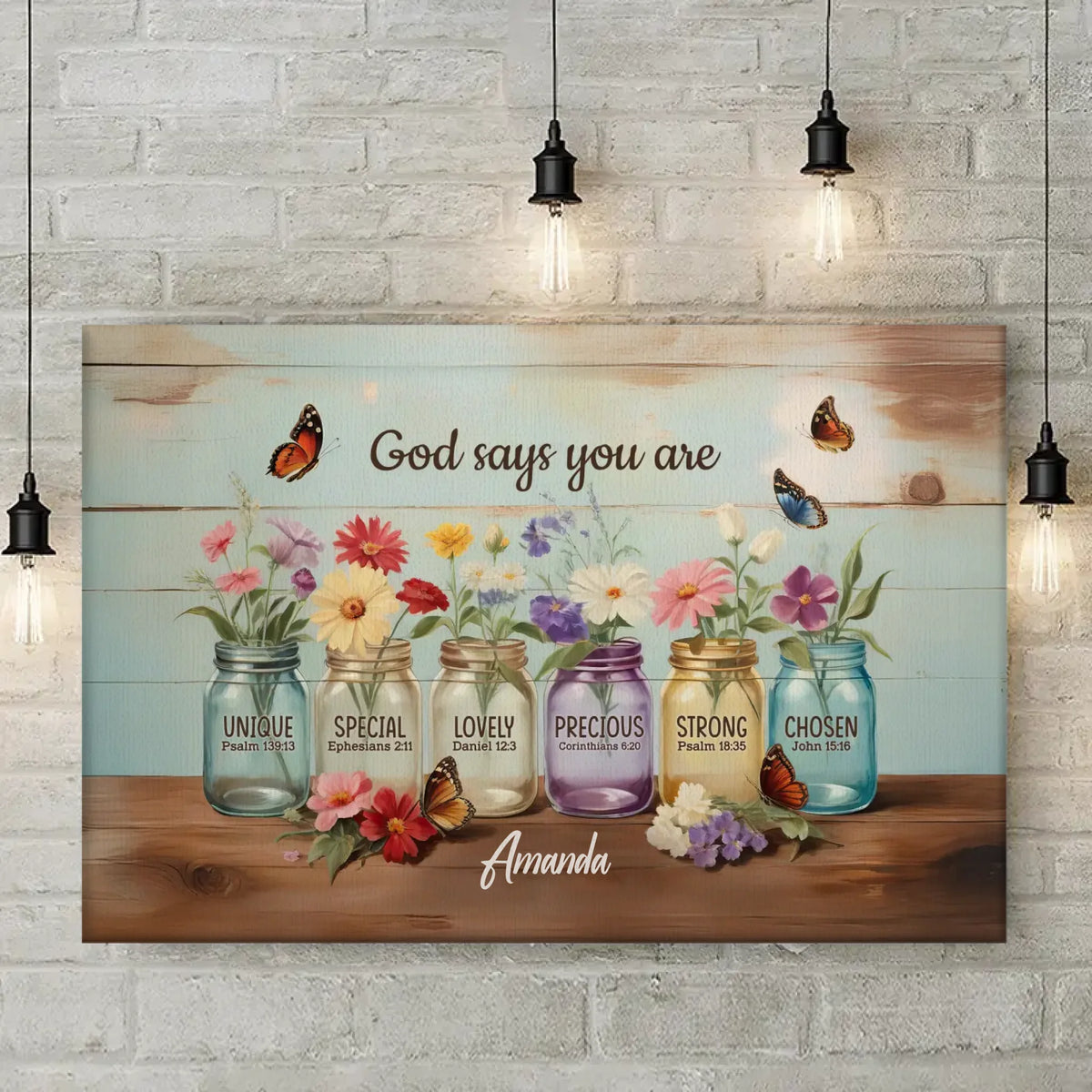 Dieu dit que vous êtes - Toile horizontale personnalisée pour la famille - Cadeau pour vous-même, vos meilleurs amis, vos frères et sœurs, les membres de votre famille