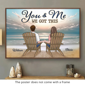 Nos cœurs sont remplis d'amour - Affiche horizontale personnalisée pour couple - Cadeau pour mari et femme, anniversaire