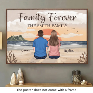 Famille pour toujours, ensemble dans le cœur - Affiche horizontale personnalisée pour la famille - Cadeau pour les membres de la famille