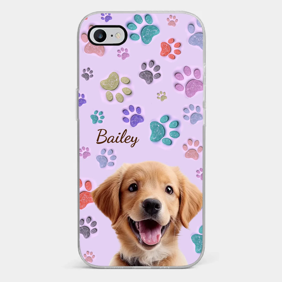Coque de téléphone transparente personnalisée avec photo « Pawsitively In Love » pour chien et chat, effet gonflable 3D personnalisé, imprimée - Cadeau pour propriétaires et amoureux des animaux