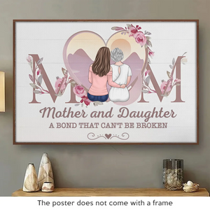 Ma mère est ma maison et mon havre de paix - Affiche horizontale personnalisée pour la famille - Cadeau pour maman et fille