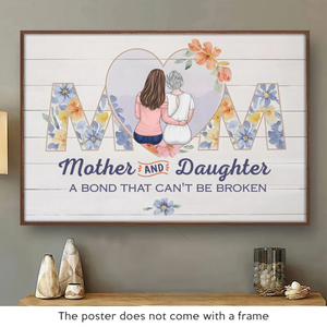 Avec ma mère, chaque instant est comme à la maison - Affiche horizontale personnalisée pour la famille - Cadeau pour maman et fille