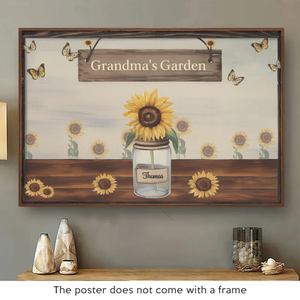 Le jardin de grand-mère est l'endroit où les souvenirs fleurissent - Affiche horizontale personnalisée pour la famille - Cadeau pour maman et grand-mère