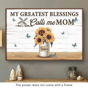 Dans le jardin de grand-mère, l'amour pousse librement et sauvagement - Affiche horizontale personnalisée pour la famille - Cadeau pour maman, grand-mère