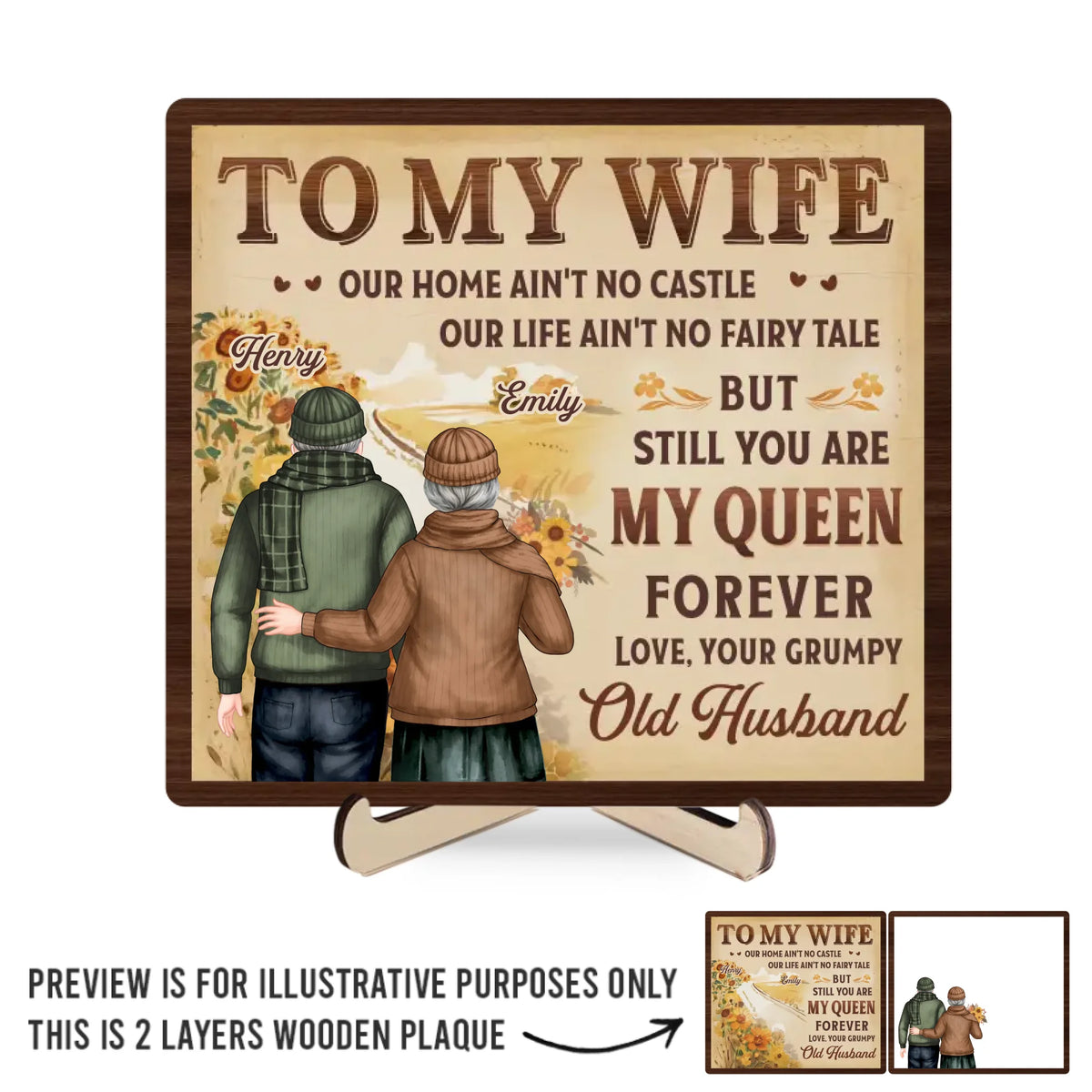 Tu es ma maison - Plaque en bois personnalisée à 2 couches avec support pour couple - Cadeau pour mari et femme, anniversaire