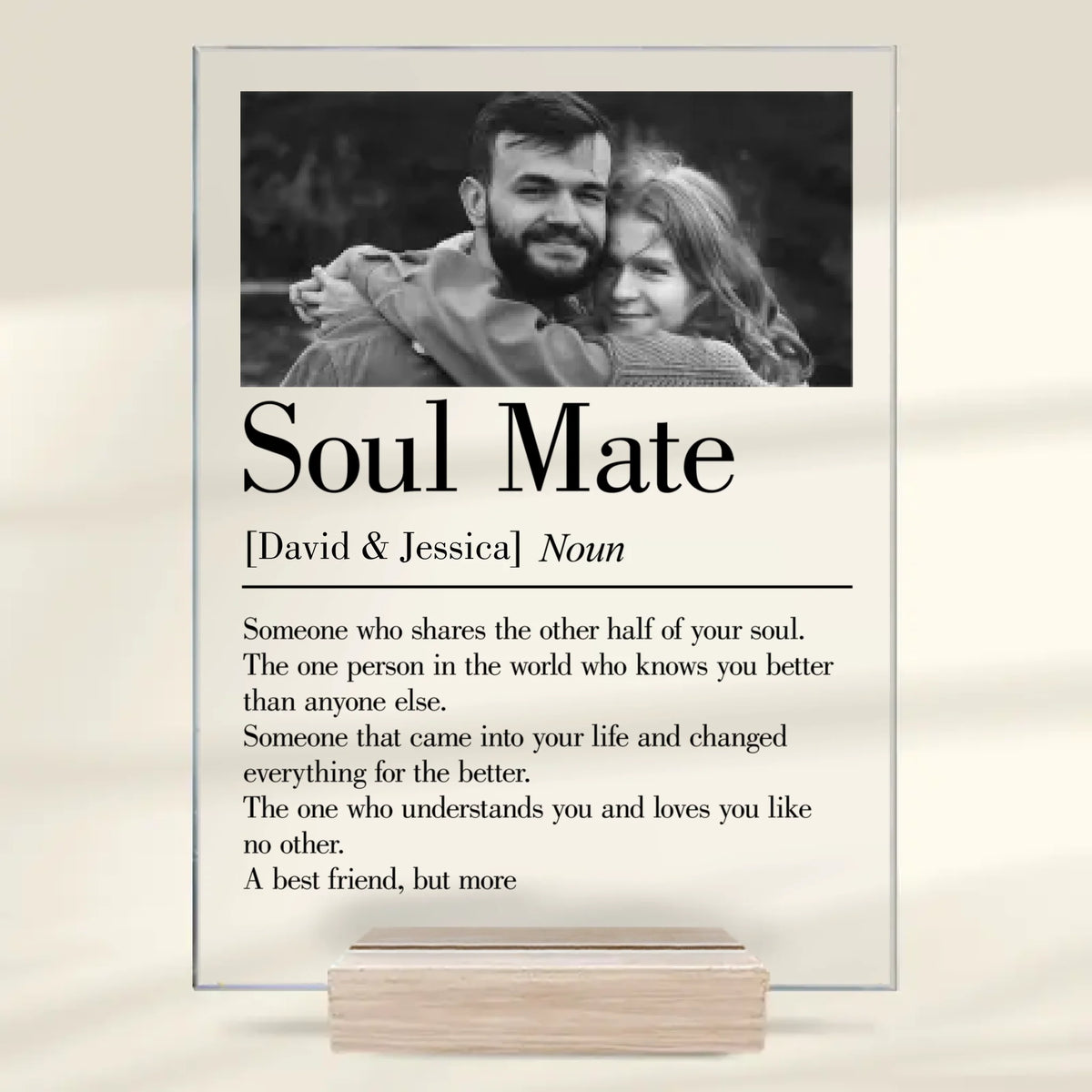 Photo personnalisée « Mon âme a trouvé son âme sœur » – Plaque acrylique rectangulaire personnalisée pour couple – Cadeau pour mari et femme, anniversaire