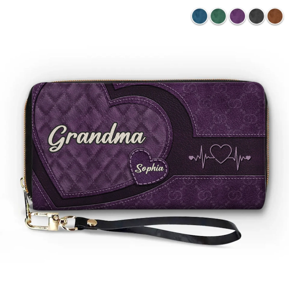 Maman, tu es le ciment qui nous unit - Portefeuille long en cuir personnalisé pour la famille - Cadeau pour maman, grand-mère