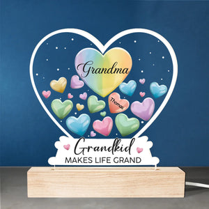 Un jardin d'amour pousse dans le cœur d'une grand-mère - Lampe LED 3D personnalisée en forme de famille - Cadeau pour grand-mère, grand-père, petit-enfant