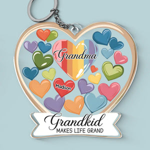 Les petits-enfants rendent la vie plus belle - Porte-clés personnalisé en acrylique - Cadeau pour grand-mère, grand-père et petit-enfant