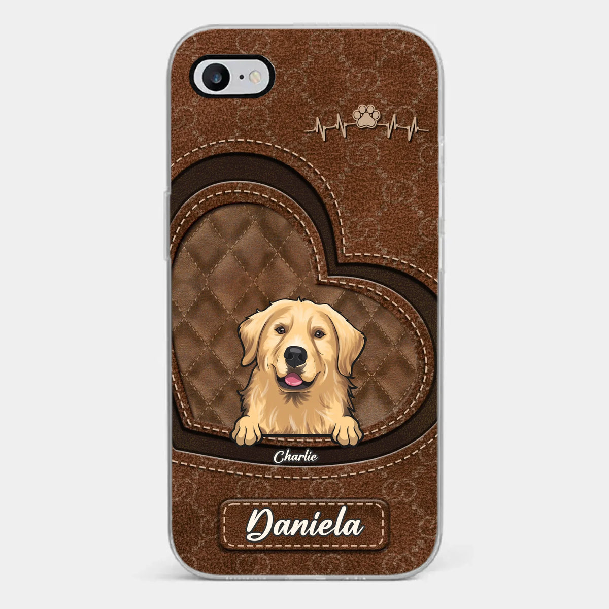 L'amour grandit à chaque empreinte de patte - Coque de téléphone transparente personnalisée pour chien et chat - Cadeau pour propriétaires et amoureux des animaux