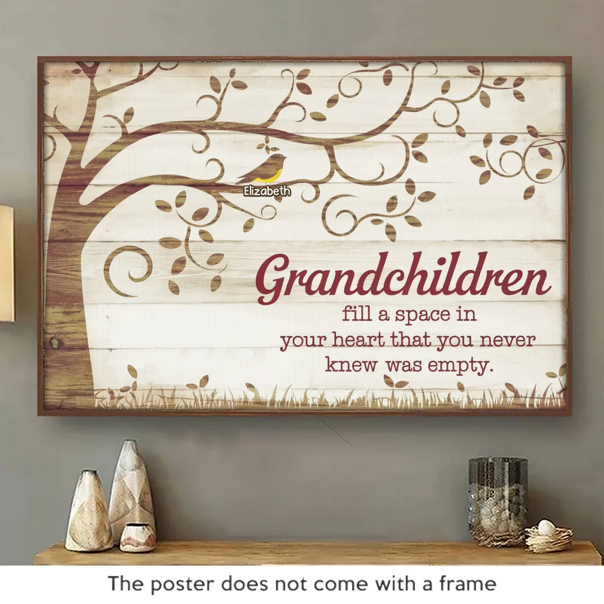 Les petits-enfants illuminent nos vies - Affiche horizontale personnalisée pour la famille - Cadeau pour grand-mère, grand-père et petit-enfant