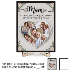 Photo personnalisée « Je vois mon monde dans tes yeux » - Plaque en bois personnalisée à 2 couches avec support - Cadeau pour maman et fille