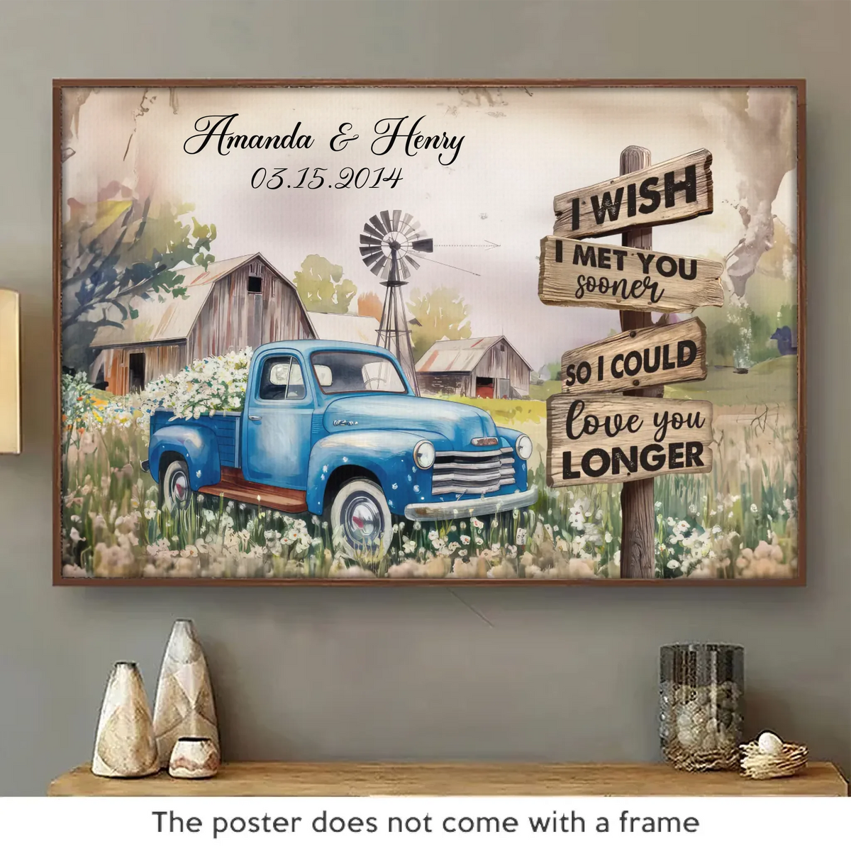 Je chéris chaque instant que nous avons - Affiche horizontale personnalisée pour couple - Cadeau pour mari et femme, anniversaire