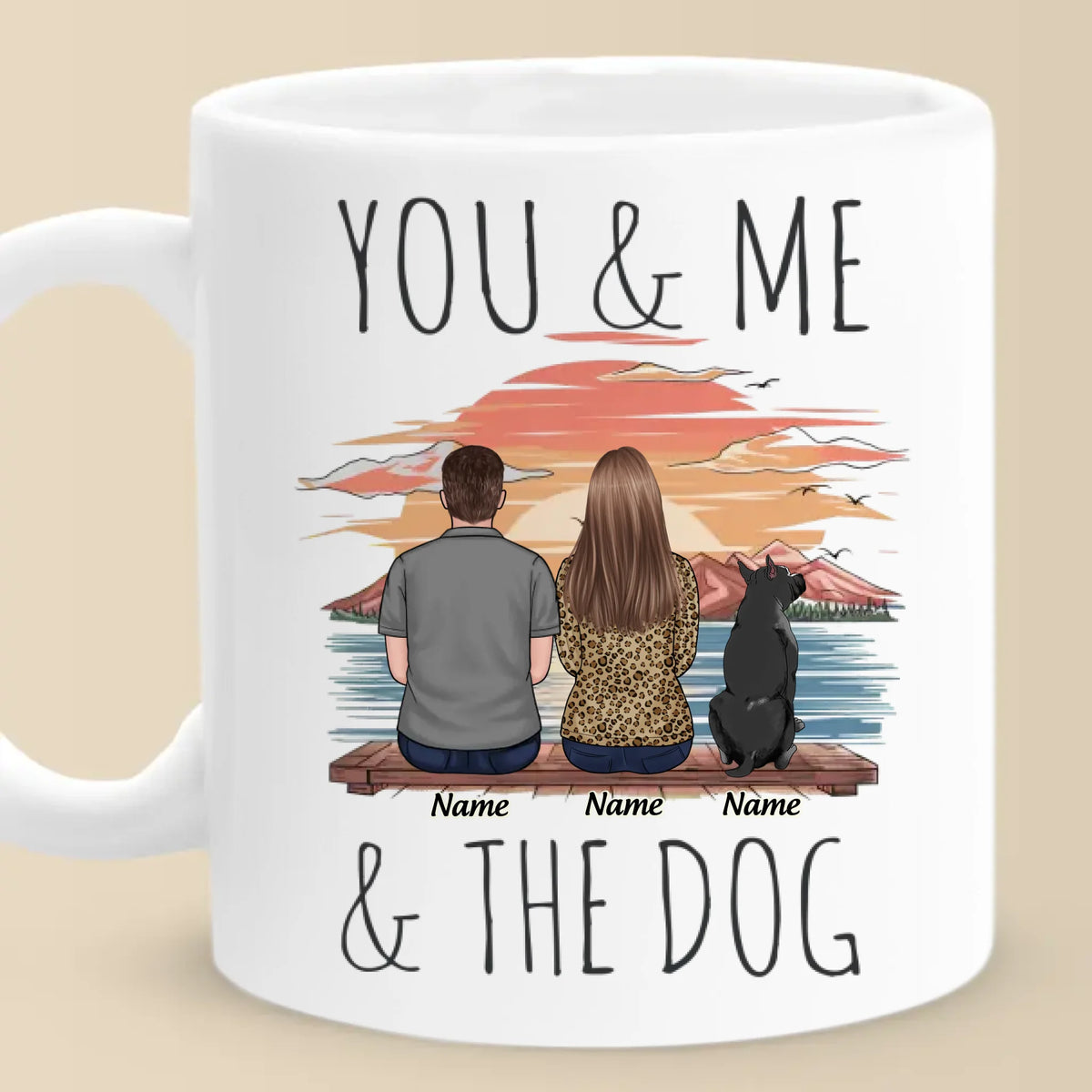 Nous et nos amis à quatre pattes - Mug personnalisé pour couple - Cadeau pour mari et femme, anniversaire, propriétaires d'animaux, amoureux des animaux