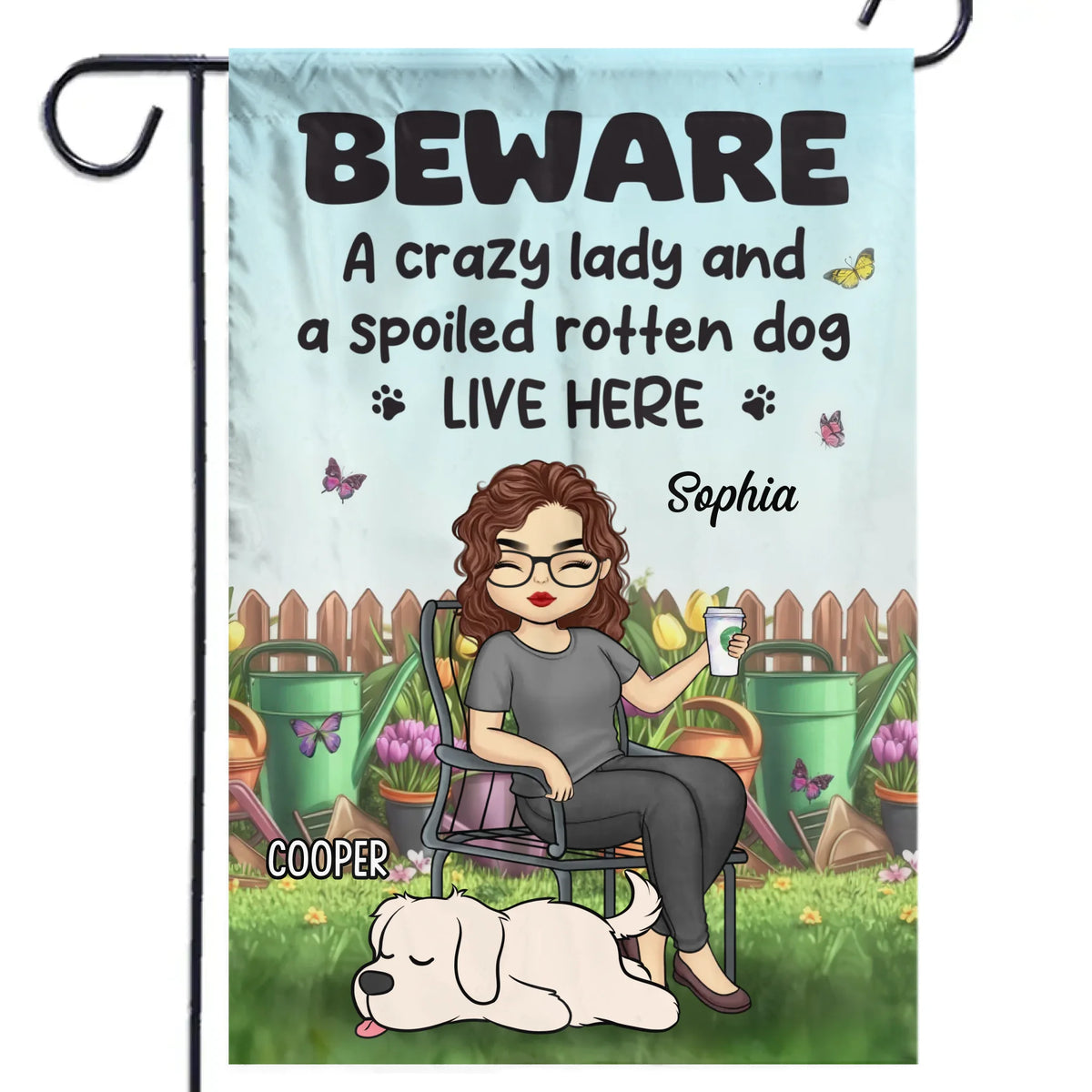 Où que mon chien aille, le jardin semble plus vivant - Drapeau personnalisé pour chien - Cadeau pour les propriétaires d'animaux et les amoureux des animaux