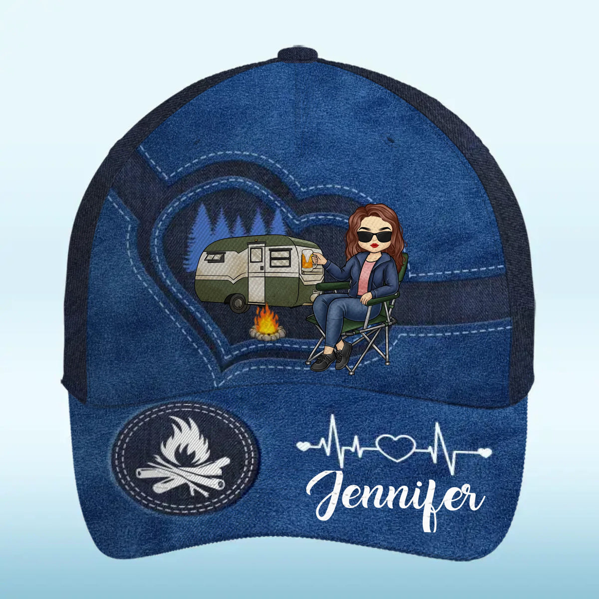 Camping For Life - Casquette de camping personnalisée, casquette classique à imprimé intégral - Cadeau pour les amateurs de camping