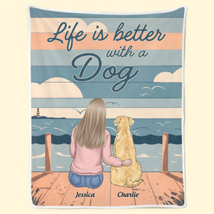 La vie est meilleure avec une queue qui remue – Couverture personnalisée pour chien – Cadeau pour propriétaires et amoureux des animaux