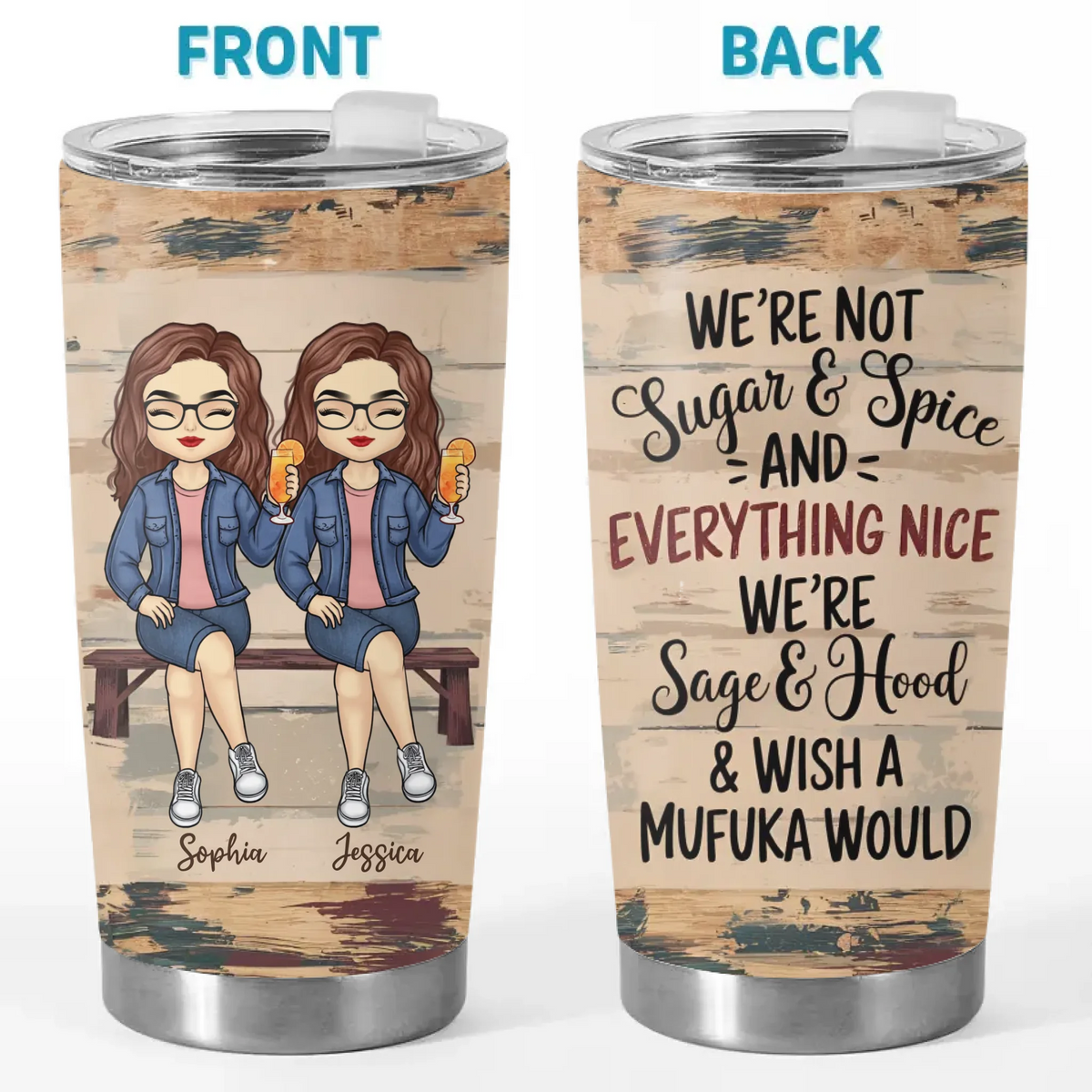 Nous sommes sœurs connectées par le cœur - Gobelet personnalisé Bestie - Cadeau pour meilleures amies, BFF, sœurs