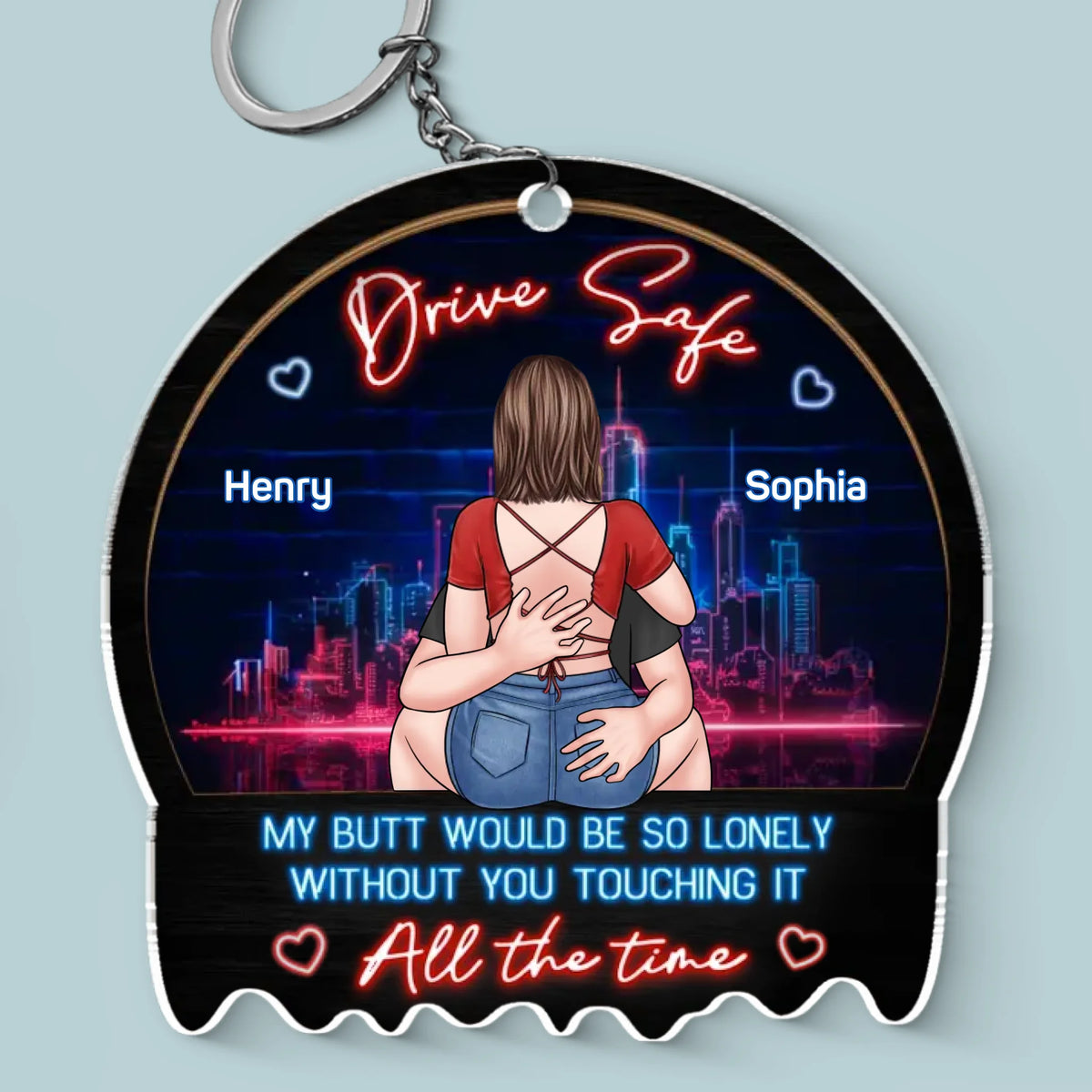Drive Safe, I Love You - Couple Personalized Custom Shaped Acrylic Keychain - Gift For Husband Wife, Anniversary