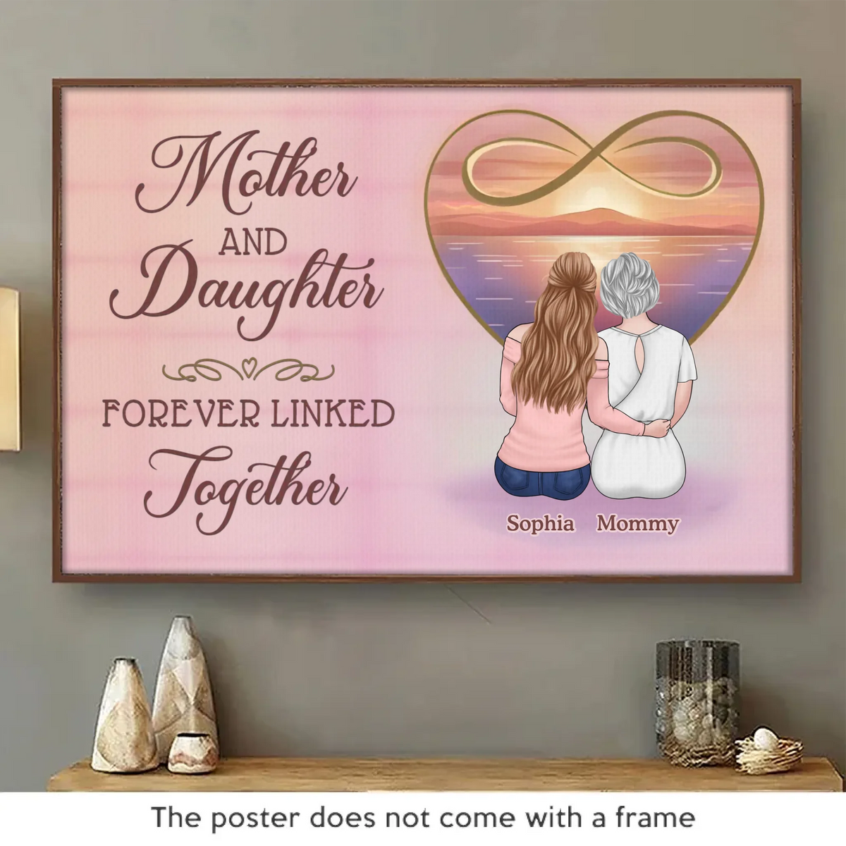 Parce que chaque famille a une histoire à partager - Affiche horizontale personnalisée pour la famille - Fête des Mères, cadeau pour maman, grand-mère, fille