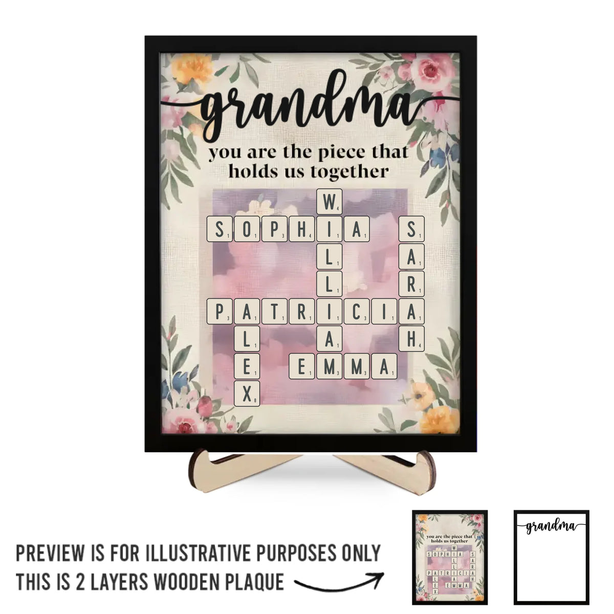 Nous sommes nés de l'amour, l'amour est notre grand-mère - Plaque en bois personnalisée à 2 couches avec support - Fête des mères, cadeau pour maman, grand-mère