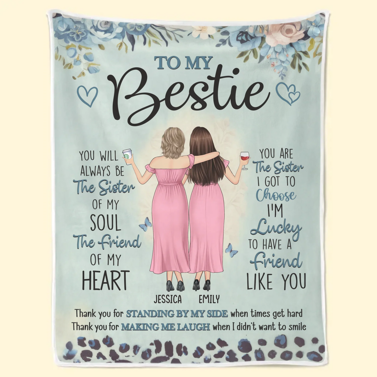 Merci de m'avoir fait rire alors que je ne voulais même pas sourire - Couverture personnalisée Bestie - Cadeau pour meilleures amies, BFF, sœurs