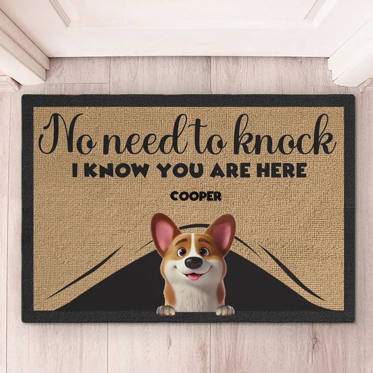 Tapis décoratif personnalisé pour chien, approuvé par la fourrure, pour les amis proches. Cadeau de pendaison de crémaillère pour les propriétaires et les amoureux des animaux.