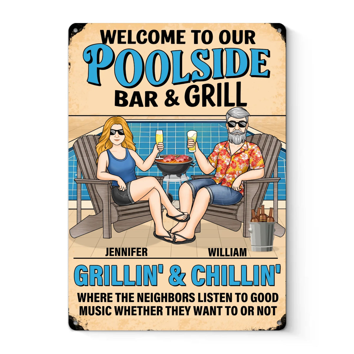 Amour brûlant, comme au barbecue - Plaque en métal personnalisée pour couple, décoration d'intérieur - Cadeau pour vous-même, votre mari, votre femme, vos meilleurs amis ou votre famille
