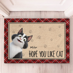 Bienvenue chez nous - Tapis décoratif personnalisé pour chat - Cadeau de pendaison de crémaillère pour les propriétaires et les amoureux des animaux