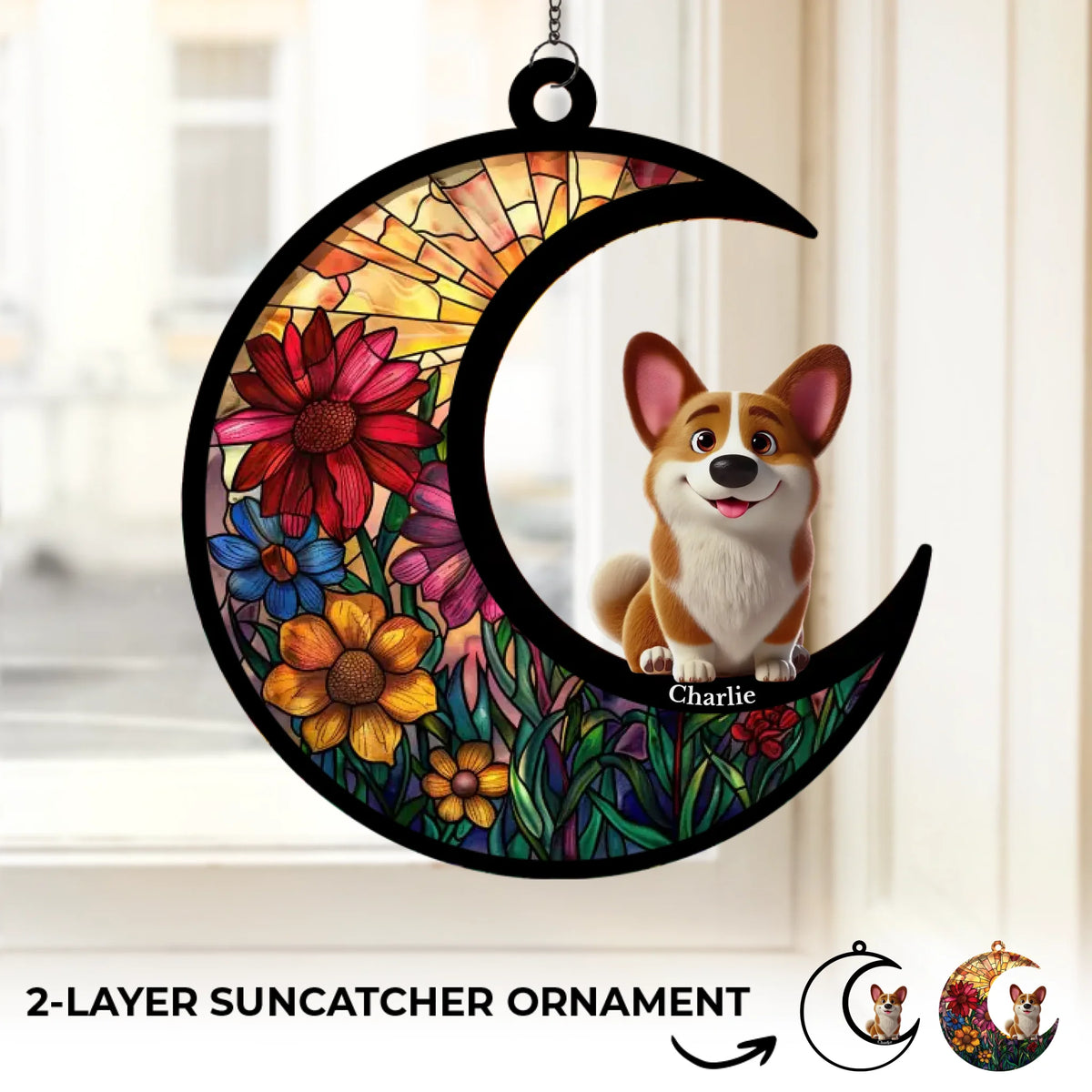 Un peu de chaos, beaucoup d'amour - Attrape-soleil personnalisé pour fenêtre, chien et chat - Cadeau pour propriétaires et amoureux des animaux