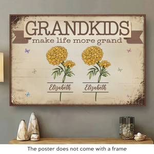 Grandiose grâce à mes petits-enfants - Affiche horizontale personnalisée pour la famille - Cadeau pour maman et grand-mère