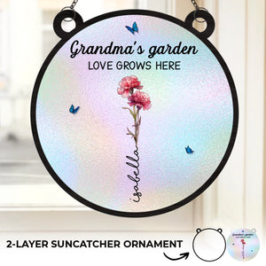 Graines d'amour, racines de joie - Attrape-soleil personnalisé pour fenêtre - Cadeau pour maman et grand-mère