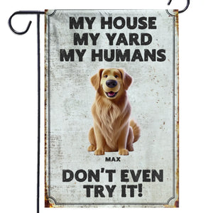 Protégé par les pattes et les mâchoires - Drapeau personnalisé pour chien - Cadeau pour propriétaires et amoureux des animaux