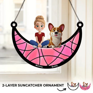 Les amis à fourrure créent les meilleurs souvenirs - Attrape-soleil personnalisé pour fenêtre, chien et chat - Cadeau pour propriétaires et amoureux des animaux