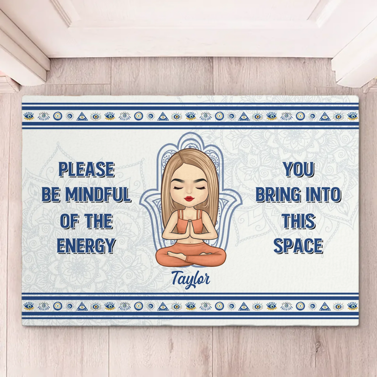 Trouvez votre équilibre, trouvez-vous - Tapis décoratif personnalisé pour la maison - Cadeau de pendaison de crémaillère pour les amateurs de yoga
