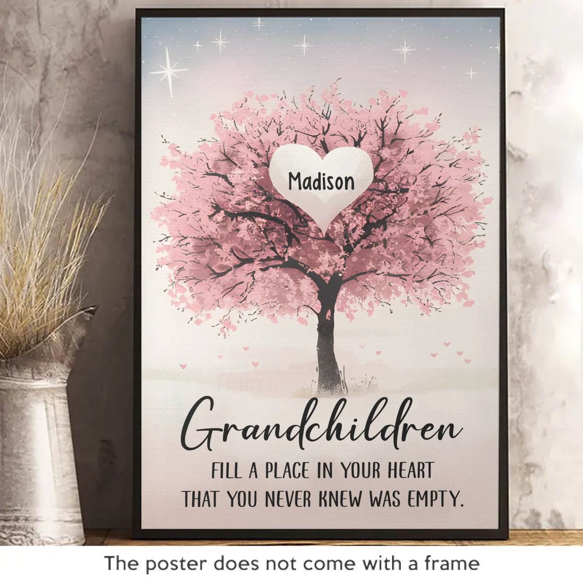 Petits-enfants, petites bénédictions et joie infinie - Affiche verticale personnalisée pour la famille - Cadeau pour grand-mère, grand-père, petit-enfant
