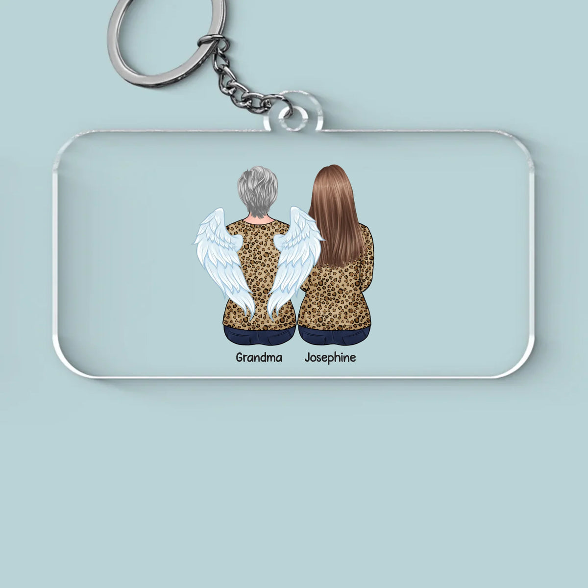 Le cœur de la famille bat avec l'amour de grand-mère - Porte-clés personnalisé en acrylique - Cadeau pour maman et grand-mère