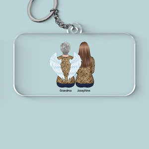 Le cœur de la famille bat avec l'amour de grand-mère - Porte-clés personnalisé en acrylique - Cadeau pour maman et grand-mère
