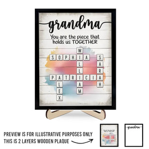 La maison est là où se trouve votre grand-mère - Plaque en bois personnalisée à 2 couches avec support - Fête des Mères, cadeau pour maman, grand-mère