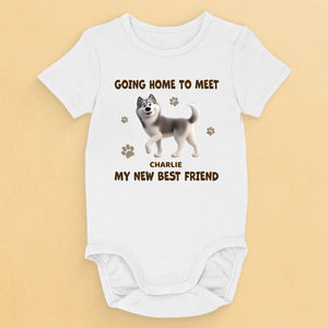 La maison est là où se trouve mon ami à quatre pattes - Body bébé personnalisé avec chien - Cadeau de fête prénatale, cadeau pour les propriétaires d'animaux, les amoureux des animaux
