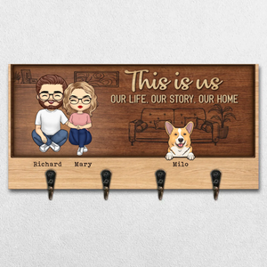 Love, Life & Family - Family Personalized Custom Home Decor Key Hanger, Key Holder - House Warming Gift For Family Members, Pet Owners, Pet Lovers
