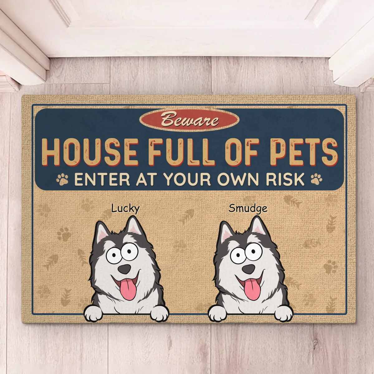 La maison est là où se trouvent les animaux de compagnie - Tapis décoratif personnalisé pour chien et chat - Cadeau de pendaison de crémaillère pour les propriétaires et les amoureux des animaux