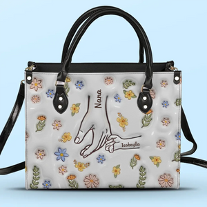Le toucher de grand-mère est un câlin pour l'âme - Sac à main en cuir imprimé effet gonflé 3D personnalisé pour la famille - Cadeau pour maman, grand-mère