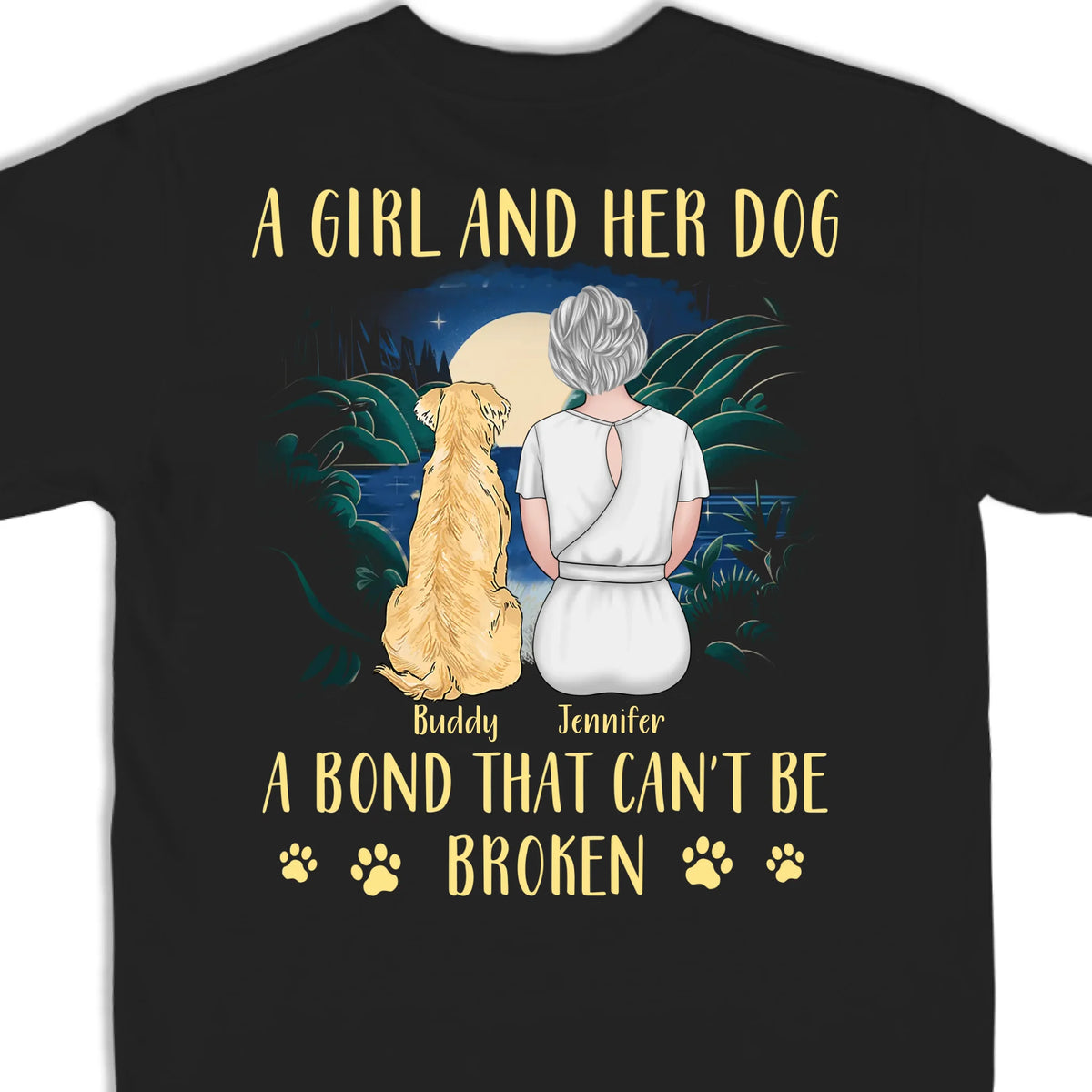 Pattes, amour et aventures sans fin - T-shirt unisexe personnalisé avec imprimé au dos pour chien, sweat à capuche, cadeau pour propriétaires et amoureux des animaux