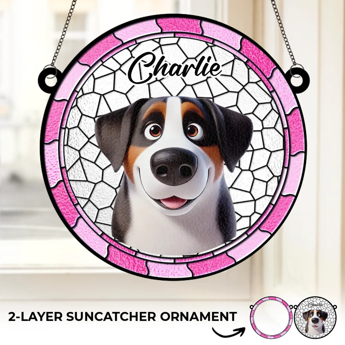 Un coup d'œil de chiot est un régal pour le cœur - Décoration attrape-soleil personnalisée pour fenêtre - Cadeau pour propriétaires et amoureux des animaux