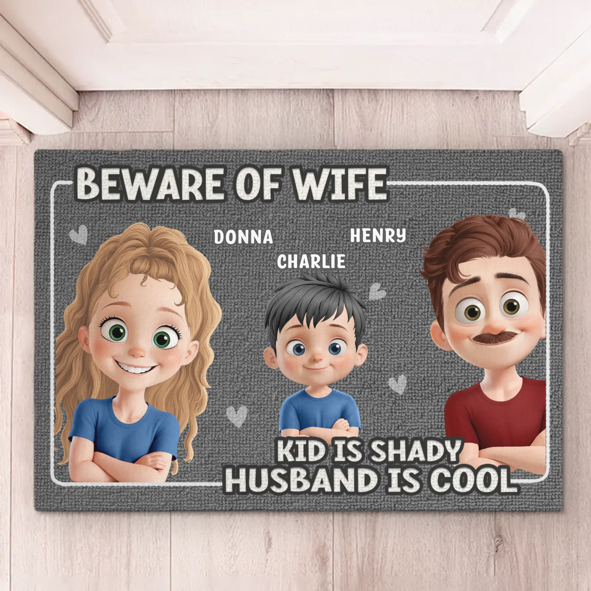 L'amour commence à la maison - Tapis décoratif personnalisé pour la maison - Cadeau de pendaison de crémaillère pour les membres de la famille
