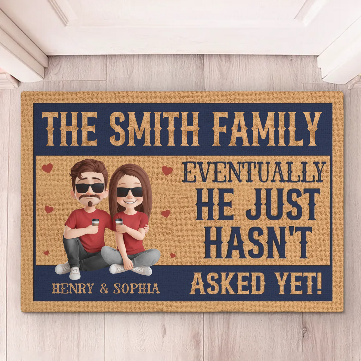 L'amour est partout - Tapis décoratif personnalisé pour couple - Cadeau de pendaison de crémaillère pour mari et femme, anniversaire