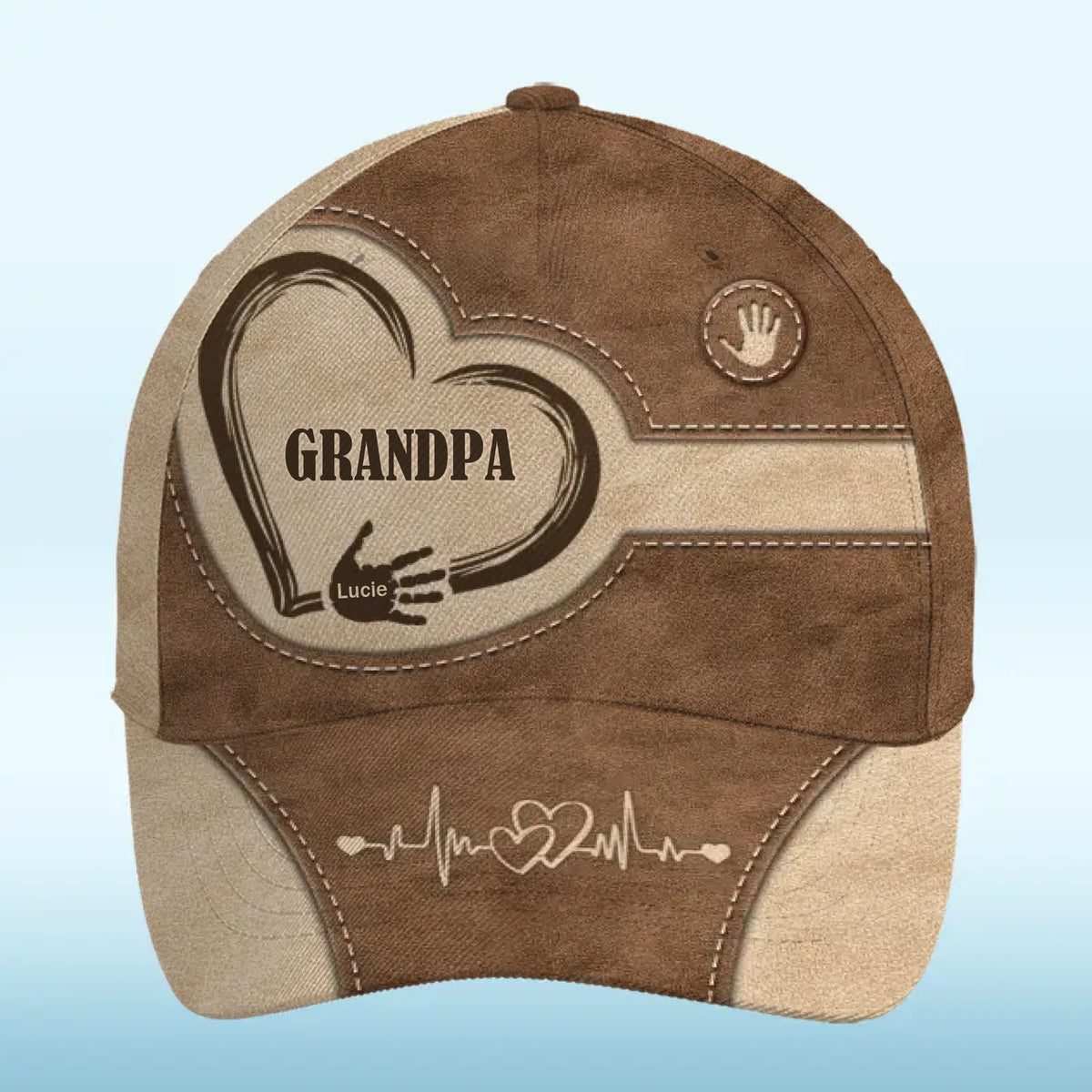 L'amour de grand-père, pour toujours dans nos cœurs - Casquette personnalisée familiale, casquette classique à imprimé intégral - Cadeau pour les membres de la famille