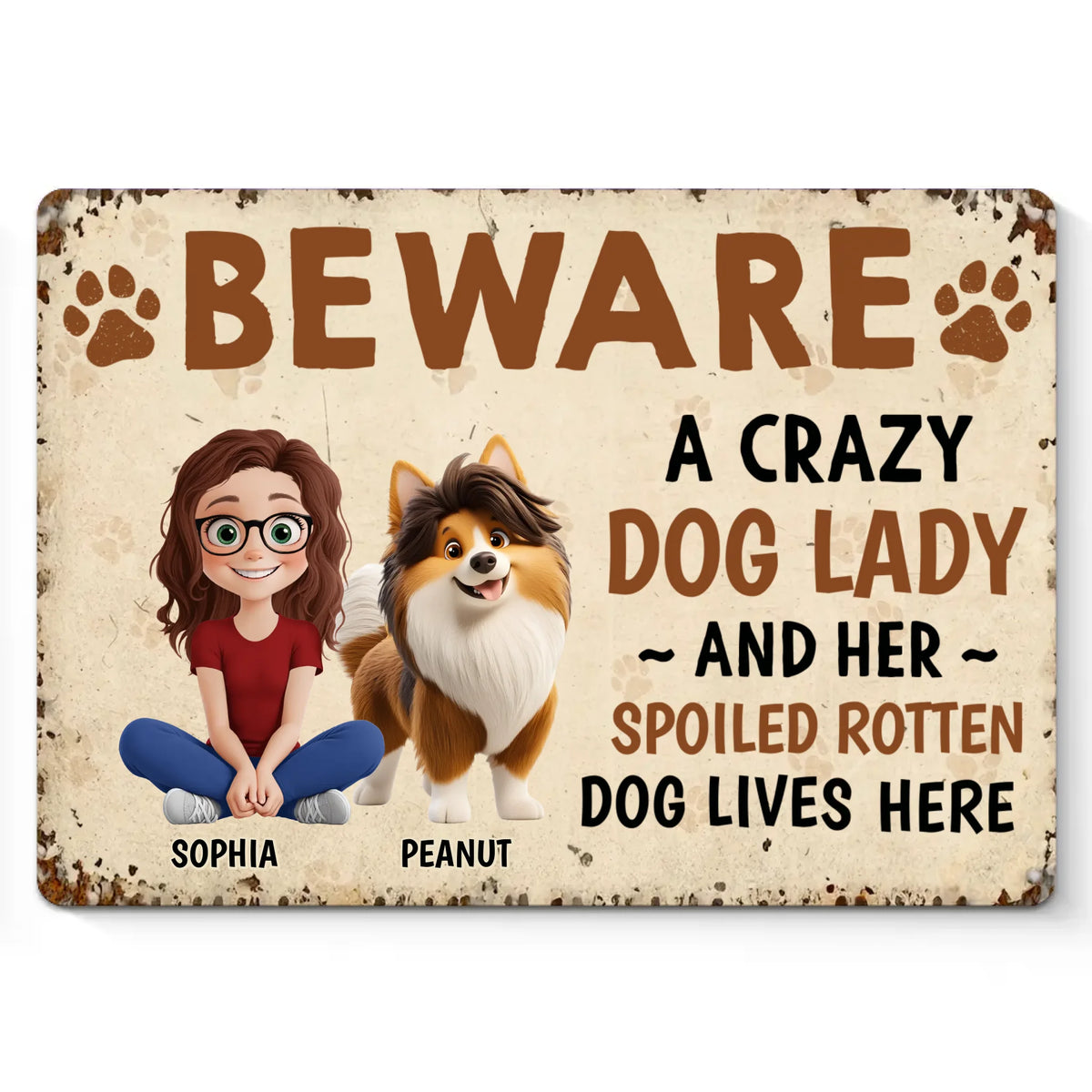 Poils de chien, nez mouillé et amour infini à l'intérieur - Plaque en métal personnalisée pour décoration d'intérieur - Cadeau de pendaison de crémaillère pour propriétaires et amoureux des animaux